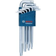 Aesco Bosch Professional 9 Parça Alyan Anahtarı Seti Torx 1600A01TH4, Mavi
