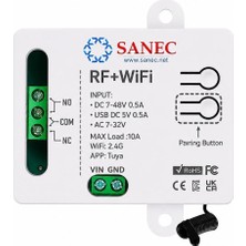 Die Grup Sanec Akıllı Wifi + Rf 433MHZ Tek Kanallı 10A Röle Modülü (Tuya, Alexa, Google Asistan Destekli)