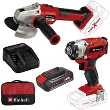 Aesco Einhell Te-Cı 18/1 Li Darbelividalama + Axxıo 18/115 Q Akülü Avuçtaşlama +2,5AH Starterkit+Bezçanta