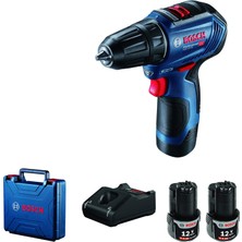 Aesco Bosch Professional Gsr 12V-30 Akülü Delme Vidalama Makinesi (12 Volt, 2 x 2,0 Ah Akü, Şarj Cihazı, Yumuşak/sert Tork: 18/30 Nm; Plastik Çanta