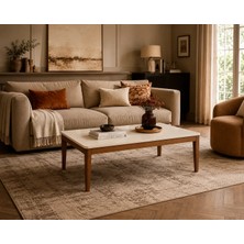 Fami Home Cordoba Modern Krem Ceviz Orta Sehpa Ahşap Salon Sehpası