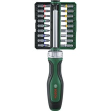 Aesco Bosch 19 Parçalı Cırcırlı Tornavida Seti, (36 Nm'ye Kadar Yüksek Torklu Cırcırlı Tornavida; 36 Dişli Dişli; Manyetik Uç Tutucu; 18 x Uç S2 Çelik; Yumuşak Sap; Saklama Klipsi)