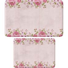 Die Grup Sevimli Tasarımlı Mikrofiber 2'li Takım Banyo Paspası, Kaymaz Taban, Makinede Yıkanabilir (40X60_50X80) 329_TKMBP