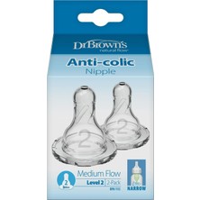 Die Grup Dr. Brown's 2. Seviye Dar Ağız Silikon Biberon Emziği, Ikili Paket