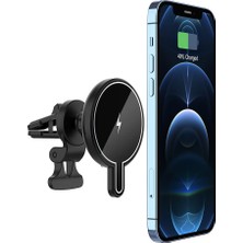 Die Grup Undeplus M-Safe Kablosuz Wireless Şarjlı Araç Telefon Tutucu Ayaklı Magnetic iPhone 14 13 12 Pro Max Mini T9 Siyah
