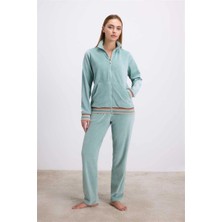 Seraviax Kadife Dokulu Uzun Kollu Sweatshirt ve Pantolon Takımı