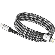 Die Grup Type C-Lightning Örgülü Kablo, 27WATT Pd Hızlı Şarj, Grisiyah, 1metre, Remorax Wahoo (1AD x 1metre Grisiyah)