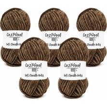 Die Grup Kadife Ip, 5'li Paket 5X100 Gr. 120 Mt., Soft Chenille BULKY%100 Mikro Polyester, Amigurumi, Oyuncak, Bebek Battaniyesi, Yumuşak, Lüks & Canlı Renkler, 1045-ÇIKOLATA