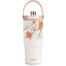Die Grup Dıller Tumbler 880 ml Tek Kapak Çift Kullanım Pipetli/pipetsiz Taşıma Kulplu Çelik TERMOS-FFD9505-880ML