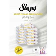 Die Grup Sleepy Sensitive Islak Bebek Mendili 11 Al 10 Öde 50'li ve Bebe Temizleme Pamuğu