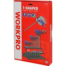 Aesco Workpro WP200543 8 Parça Cr-V T Tipi Uzun Delikli Torx Profesyonel Allen Anahtar Takımı
