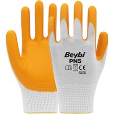 Aesco Beybi Pn5 Sarı NO10 Polyester Astarlı Nitril Iş Eldiveni 12 Çift