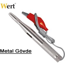 Aesco Wert W 2605, Oto Elektrik Kontrol Kalemi, Metal Gövdeli, 6/24V, Gri, Kırmızı