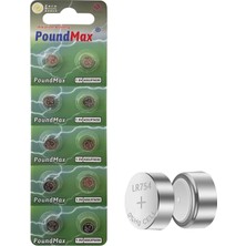 Die Grup Poundmax 10 Adet AG5(LR754,393) 1,5V Alkalin Düğme Pil