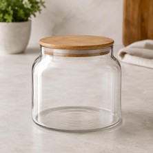 Die Grup Bambu Kapaklı Cam Kavanoz 2000 ml Kuru Gıda Saklama Kabı