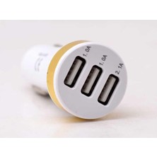 Die Grup Psr Aksesuar Beyaz Beyaz 3 USB Li 2 In 1 Micro Araç Şarj Seti 3000 Mah -Cns ile Uyumlu