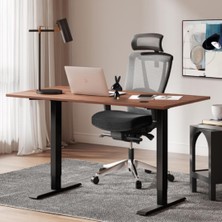 Die Grup Şeker Ofisi - Elektrikli Yüksekliği Ayarlanabilir Ergonomik Bilgisayar & Çalışma Masası - Tek Motorlu (2 Hafızalı) (Ceviz, 120 * 60)
