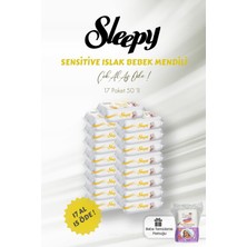 Die Grup Sleepy Sensitive 17 Al 15 Öde 50'li Islak Bebek Mendili ve Bebe Temizleme Pamuğu