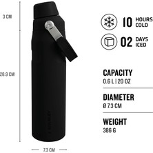 Die Grup Stanley Aerolight Iceflow Fast Flow Soğuk Su Termosu 0.60 Litre - Siyah | Paslanmaz Çelik