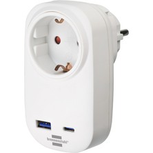 Aesco Brennenstuhl Premium Serisi Tek Soketli 20W Hızlı Şarj Özellikli Type-C ve Usb'li Şarj Korumalı Priz
