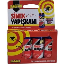 Die Grup Brofar Yapışkanlı Sinek Yakalama Şeridi 4'lü Paket | Zehirsiz, Kokusuz Şerit Sinek Kağıdı, Ev, Balkon, Ahır ve Sera Uyumlu Rulo Karasinek ve Böcek Tuzağı