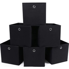 Die Grup Songmıcs RFB02H-3 Saklama Kutusu, 6 Adet, Katlanır Kutu, Parmak Delikli, 30 x 30 x 30 Cm, Siyah
