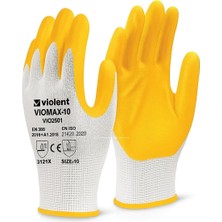 Aesco Proalet Violent Nitril Kaplı Örme ELDIVEN,%100 Polyester, Yarı Kaplama, Aşınma, Yağ, Grese Dayanıklı, Iş Güvenliği Eldiveni, Inşaat, Bahçe, Otomotiv, Lojistik Için Uygun, Koruyucu Eldiven (2 Adet)