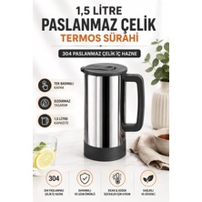 Die Grup Sas Haus 1,5 Litre Paslanmaz Çelik Termos Sürahi | Tek Basmalı Kapak | Sızdırmaz Içecek Sürahisi | 3 | Antrasit