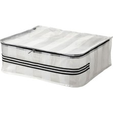 Die Grup Ikea Saklama Kutusu,hurç Fermuarlı 55X49X19 cm Meridyendukkan Beyaz-Siyah Renk Dolap Içi Düzenleyici