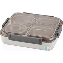Die Grup Vagonlife Büyük Ebat 1200 ml (Sızdırmaz,karışmaz 4 Bölmeli) Lunch Box Yeni Nesil Sefer Tası -FF7080 Gri