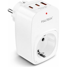 Aesco Akım Korumalı Priz, Tekli Priz, Usb’li Priz ve Type-C Priz, Priz Çoklayıcı, Voltaj Korumalı Priz, 16A 3680W Duvar Tipi (Beyaz)
