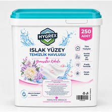 Hygrex Yumuşatıcı Kokulu Islak Yüzey Temizlik Islak Kova Mendil Havlusu 250 Adet Tüm Yüzeyler Islak Mendil Kovası Easy Clean