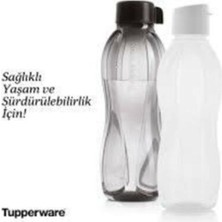 Aesco Tupperware Eko Şişe 1 Lt Siyah Beyaz Kolay ve Vidalı Kapak Yeni