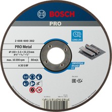Aesco Bosch Accessories Bosch Professional Kesme Diski 150 x 2,5 mm F Çelik 2608600382, Siyah
