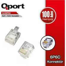Die Grup Qport Q-K6P6C RJ11-RJ12 Telefon Soketi 100 Lü Paket