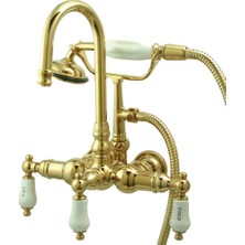 Aesco Kingston Brass CC9T2 Vintage Bacak Küveti Doldurucu, El Duşlu, Cilalı Pirinç