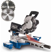 Aesco Scheppach HM216 Gönye Testere 2000 W, Ø 216 mm Testere Bıçağı, Kesme Kenarı Lazerli ve Led'li 34 cm Kesme Genişliği, Hızlı Kilitli Döner Masa, 2 Sert Metal Testere Bıçağı Dahil