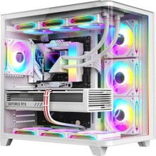 Die Grup Dragos Ocean Curved Pro V2 Beyaz 7x Argb Fan USB 3.0 Type-C 750W 80+ Atx Bilgisayar Kasası Beyaz