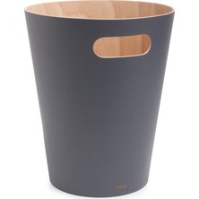 Die Grup Umbra Woodrow 7,5 Litrelik Modern Ahşap Çöp Kutusu, Atık Sepeti, Çöp Kovası Veya Geri Dönüşüm Kutusu, Ev Veya Ofis Için, Beyaz/kömür Rengi