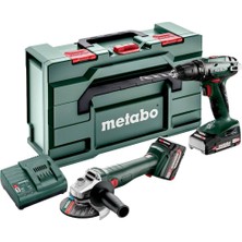 Die Grup Metabo 685204500 Combo 2.4.3 Bs 18 Akülü Matkap + W 18 L 9-125 Akülü Avuç Taşlama Seti (1 Adet 4.0 Ah 18V Akü + 1 Adet 2.0 Ah 18V Akü + Şarj Cihazı)