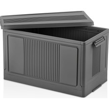 Die Grup Deconox Dev Boy Katlanır Kilit Kapaklı Kasa 55 Litre Hacimli, Yer Kaplamayan Portatif Saklama Kutusu Ardiye, Balkon, Mutfak, Kiler, Bahçe ve Araç Bagajı Için Güvenli Organizer (Antrasit)