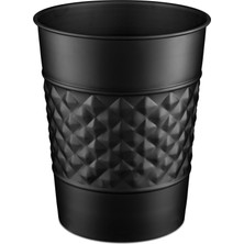 Die Grup Monarch Abode El Yapımı Metal Geometrik Kabartmalı Siyah Çöp Sepeti Çöp Kutusu