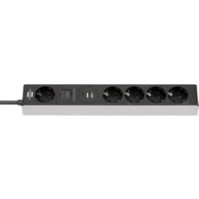 Aesco Brennenstuhl 4 +1 Soketli 2 USB Li 1 Type-C Grişli 1,5 Metre Kablolu Priz