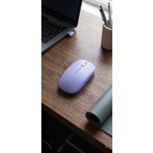 Die Grup Şarj Edilebilir Tüm Cihazlara Uyumlu Sessiz Hızlı 2,4+5.0 Kablosuz Mouse (Mor)