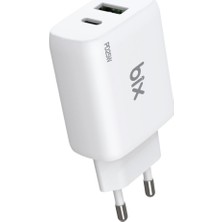 Die Grup Bix ZH-2U41T 25W Pd 3.0 Type-C & Usb-A Çift Bağlantı Noktalı Hızlı Şarj Adaptörü, Huawei, iPhone 15/14/13/12/pro Max, iPad Air/pro ve Daha Fazlası ile Uyumlu