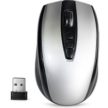 Die Grup Kablosuz Optik Mouse: 2.4ghz USB Nano Alıcı, Ergonomik Tasarım, Sessiz Kaydırma Tekerleği ve Uzun Pil Ömürlü Gümüş-Siyah Ofis ve Oyun Mouse