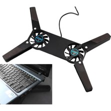 Die Grup Ultra Küçük Katlanabilir Laptop Soğutucu Dizüstü Bilgisayar Soğutucu, Şık Tasarım, 2 Fan, USB Bağlantılı, Siyah Plastik Ayaklar