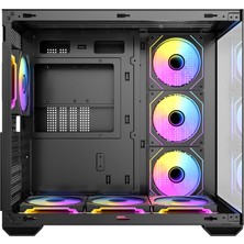 Die Grup Antec Cx Mirror Mini Kule Bilgisayar Kasası, Siyah, 270° Panoramik Temperli Cam, Çift Kamera Tasarımı, 7X120MM Argb Fan Dahil, 360MM Radyatör Desteği, Type-C 3.2 Gen 1, LED Kontrol Düğmesi