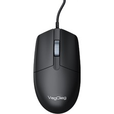 Die Grup Veggieg G005 Optik 3 Tuşlu Sağ ve Sol Elle Kullanıma Uygun USB Kablolu Mouse Siyah