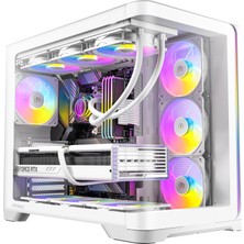 Die Grup Antec C5 Curve Argb White, 7X120MM Argb Fan Dahil, 270° Kavisli Panoramik Temperli Cam, 360MM Radyatör Desteği, Type-C 3.2 Gen 2, Mid-Tower Atx Oyun Kasası, Beyaz